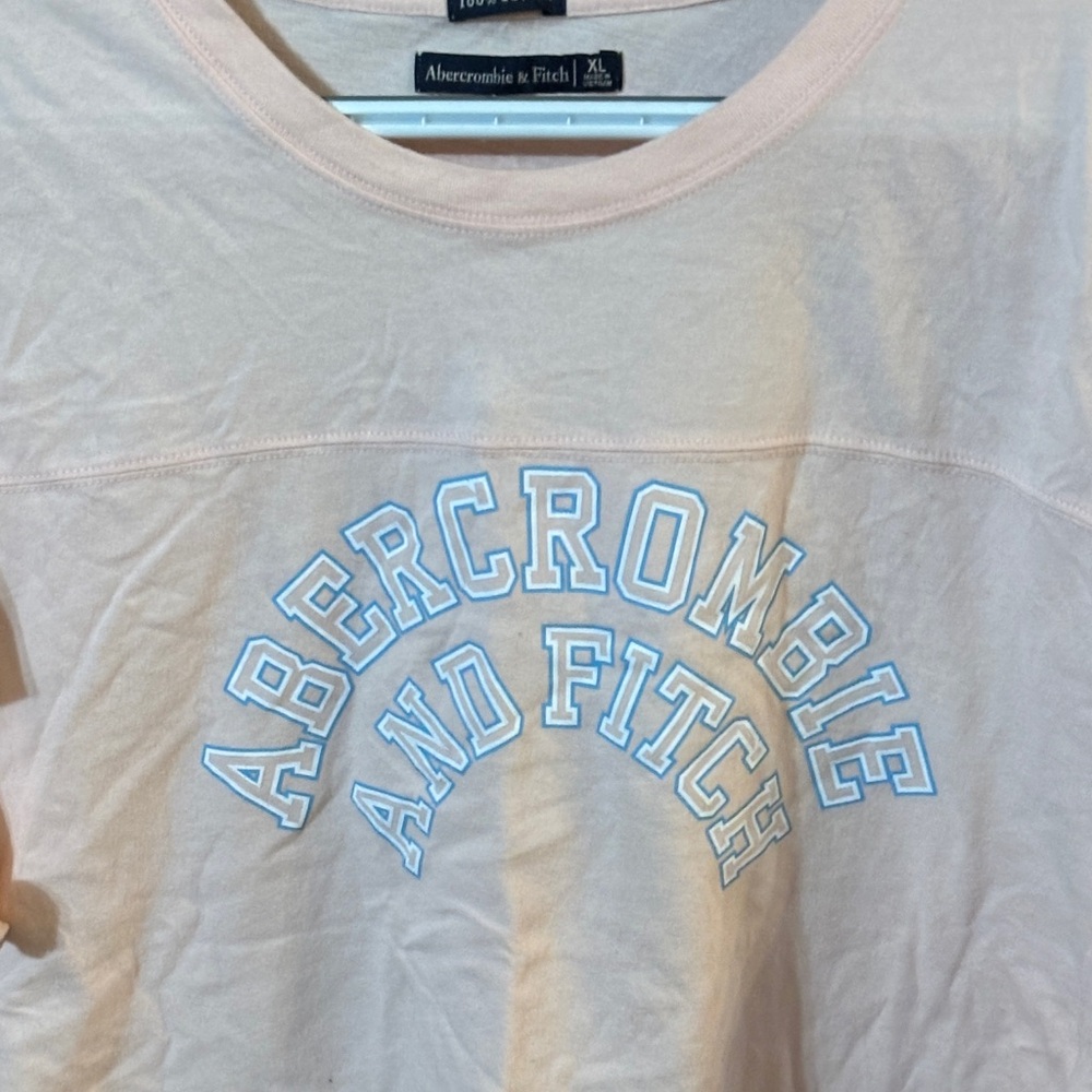 Abercrombie & Fitch Light Pink Tee with White Logo
